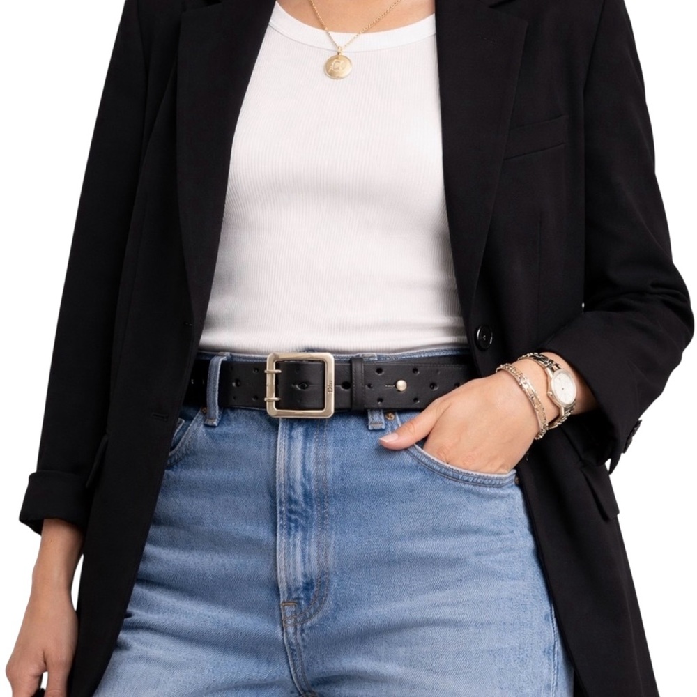 Dior Black Leather Belt with Silver Buckle
